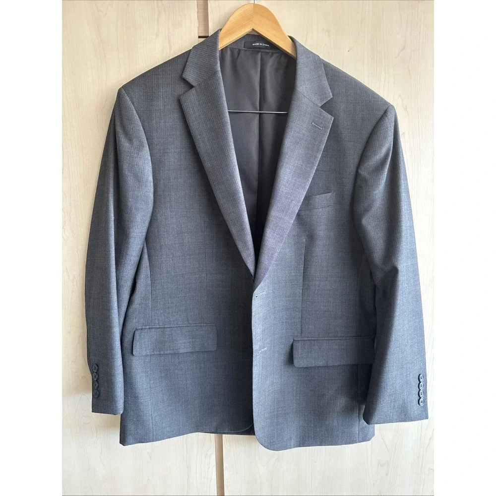 Kenneth Cole Awearness Blazer Sport Coat Jacket Mens 42S Gray Slim Fit Stretch